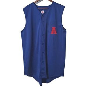 Bomark Letter A Jersey Size XL Blue Red A Button Up Sleveless Vented Mens